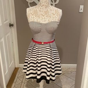 Strapless Striped Skater Dress